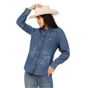 Wrangler Retro Blue Denim Shirt size medium